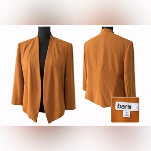 Bar III Camel Mustard Open Front Blazer | Draped Waterfall Jacket | Size XL